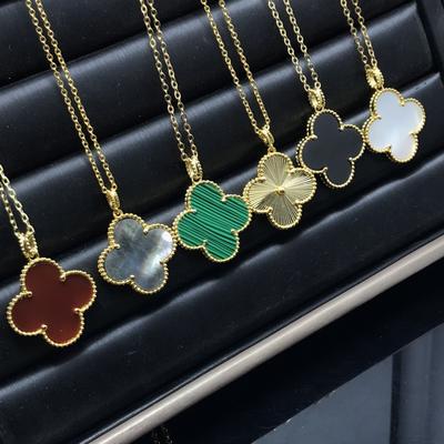 Fine Four-leaf Clover 25mm Folding Wear Double Chain A Two Wear Sweater Chain Female Light Luxury Ins Necklace