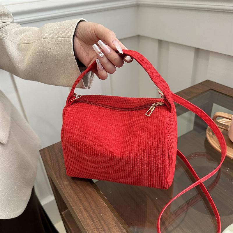 Spring Large-capacity New Temperament Fashion Design Single Shoulder Crossbody Retro Corduroy Portable Crossbody Bag