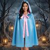 Blue Pink Gothic Costume Cape Solid Color Hooded Cape Cute Halloween Cloak  Halloween