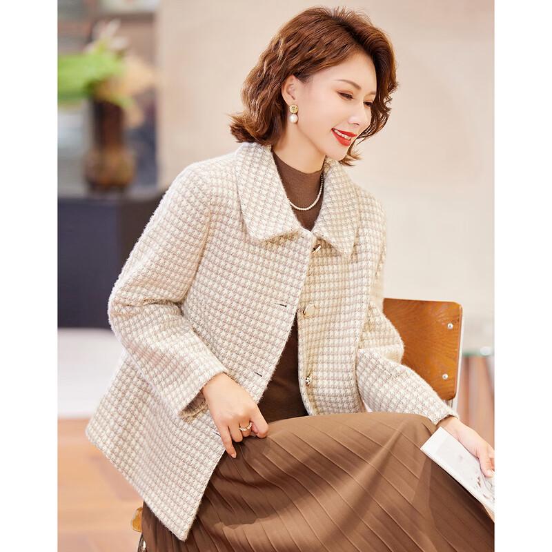 

Pa Si Te Women s Plaid Lapel Casual Winter Coat 2XL