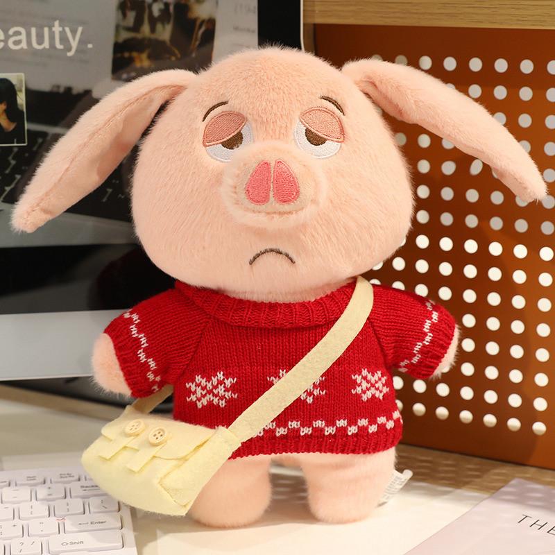 Stuffed Plush Pig Animal With Removable Clothes Bendable Ears Soft Gift Toy