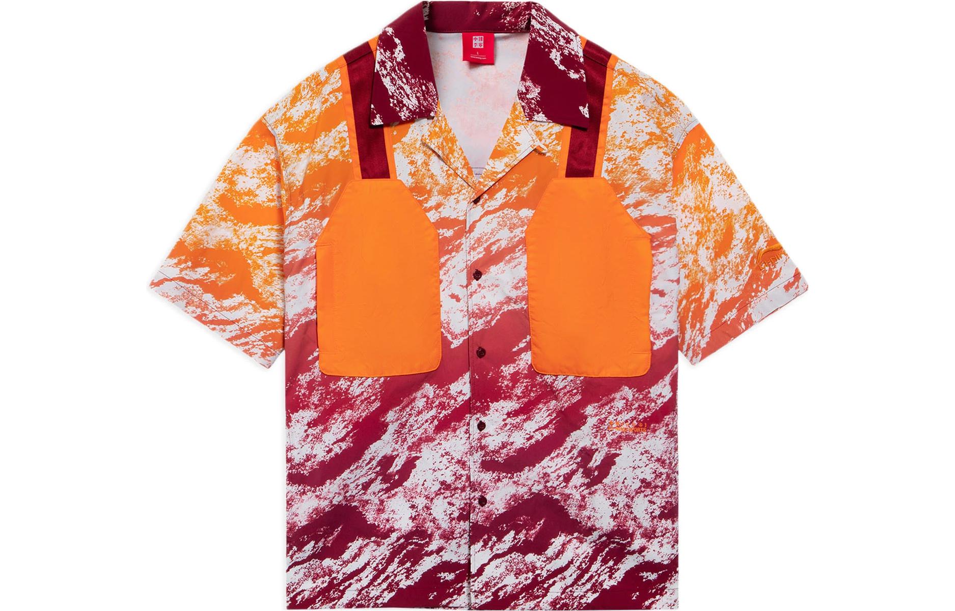 Li Ning China Li Ning Shirts Men s Dense Burgundy All Over Print Lapel Moderate Shirt ASHS035-2 M