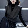 Women's Solid Color V-Neck Sleeveless Knit Vest Loose Sweater Waistcoat Casual Chic Knit Tank Gilet for Fall Winter Inner Wear & Daily Outfits