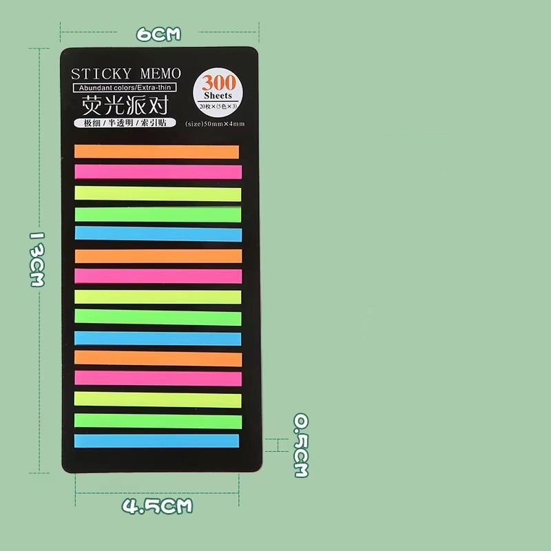 300 fogli di blocco note adesive con indice di colore arcobaleno, blocco note con adesivi, segnalibro, materiale scolastico, cancelleria kawaii