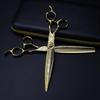 Gold 7" Damascus Steel Hairdressing Scissors - Barber Serrated Thinning Scissors