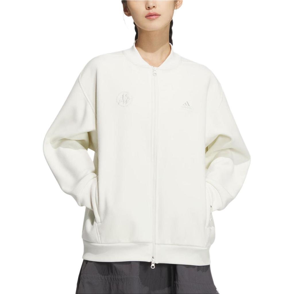 Adidas Lounge Bonded Warm Logo Sports Casual Long Sleeve Jacket Women Jackets Han-Jade-White JJ3546
