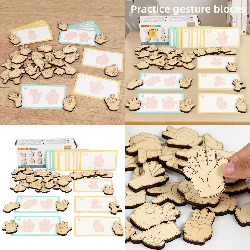 Wooden Gesture Shape Matching Blocks Educational Toy For Kids Learning And Development