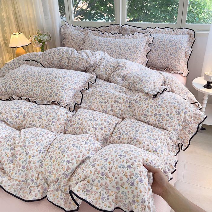 Korean Princess Cloud-like Crinkled Gauze Lace Cotton Bedding Set