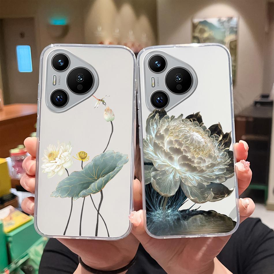 For Huawei Pura 70 Pro Plus Ultra Case Lucky Flower Transparent Phone Funda For Huawei Pura 70Pro+ Soft Slim TPU Silicone Cover