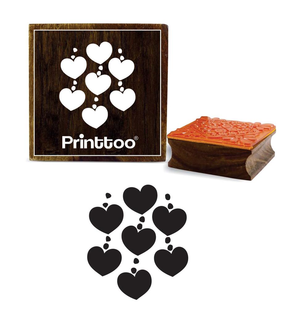 Printtoo Heart Pattern Square Wooden Rubber Stamp Scrap-booking Craft Stamps-2 x 2