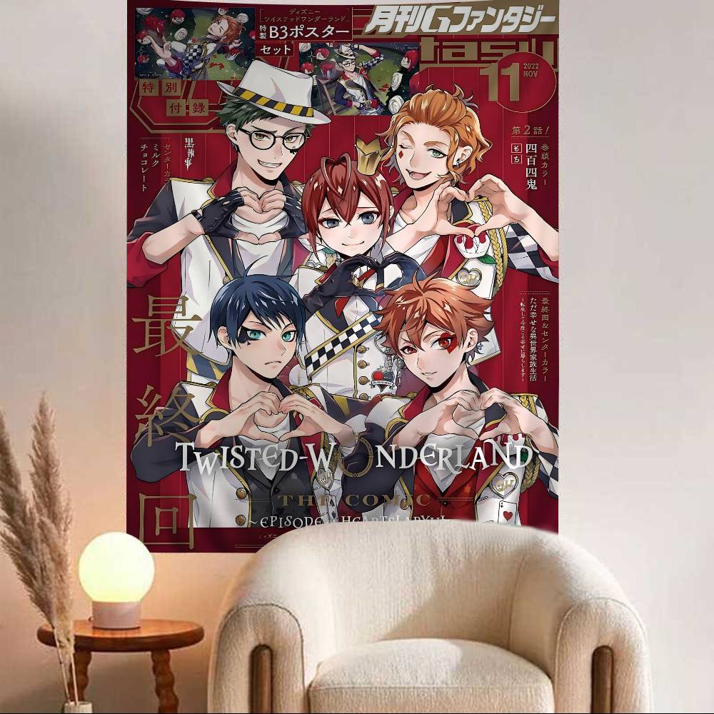 Anime Game Twisted Wonderland Printed Large Wall Tapestry Art Science Fiction Room Home Decor Decor Blanket