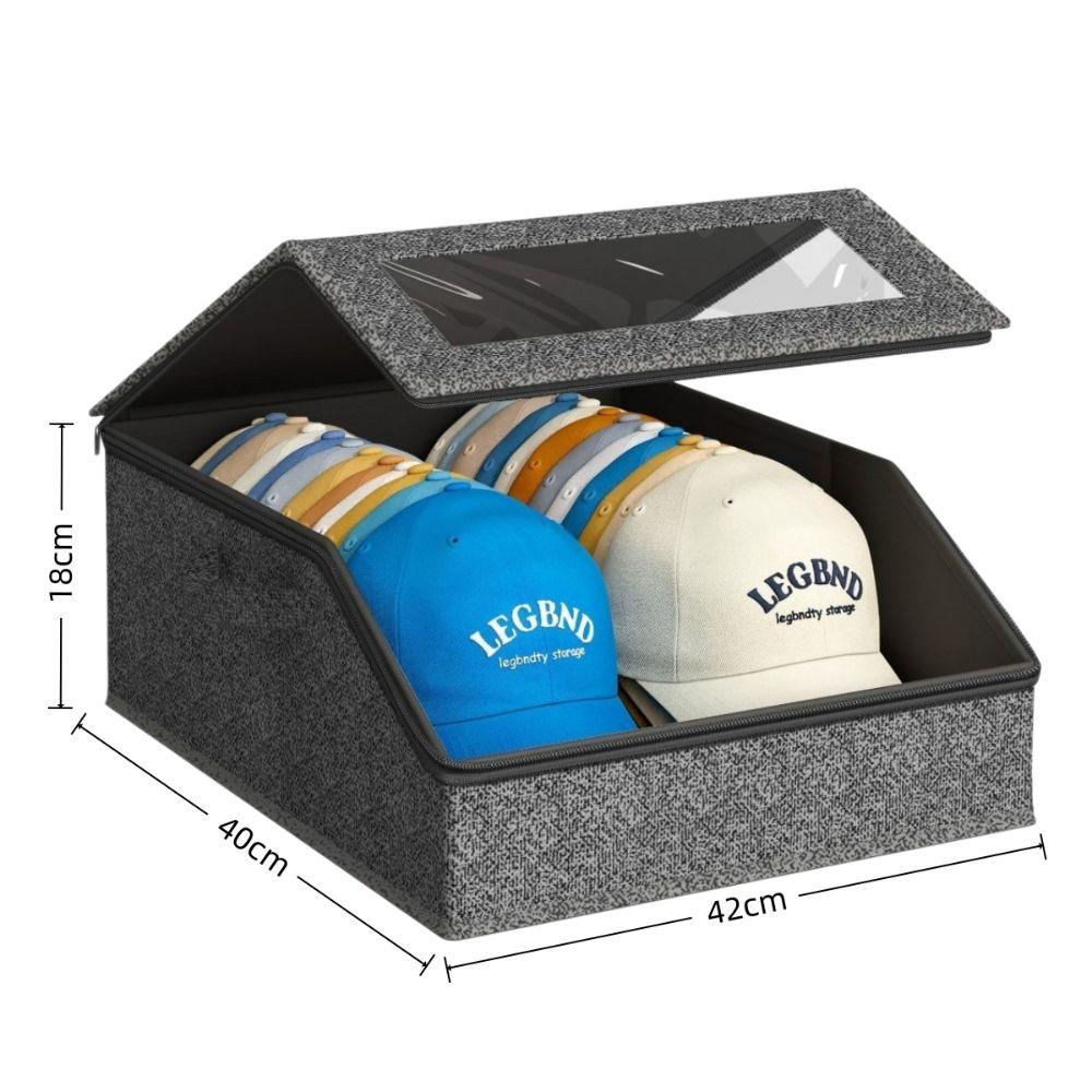 24 Cap Capacity Hat Storage Box Clear Window Cap Storage Case  Closet Storage