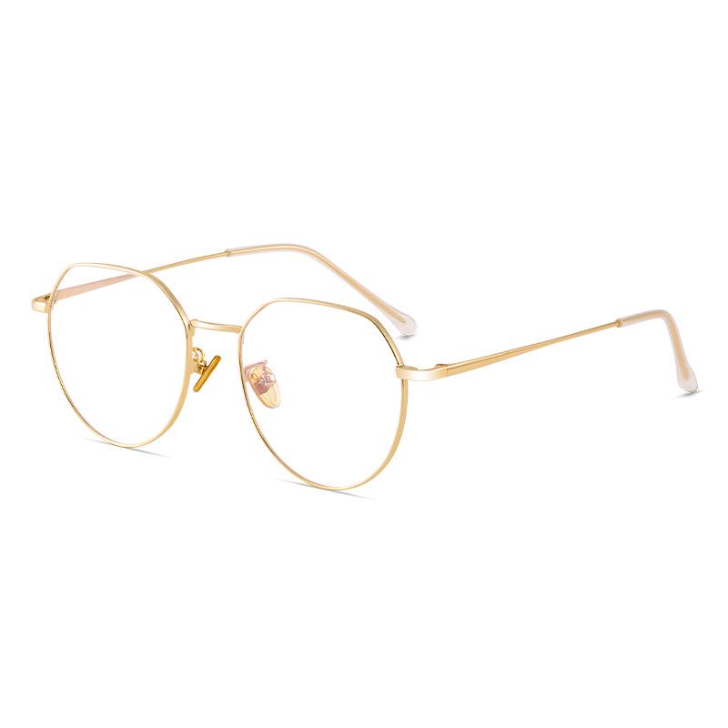 Trendy Polygonal Gold Wire Rim Glasses, Slimming Anti-Blue Light Myopia, Same Style as Xiaohongshu Douyin.