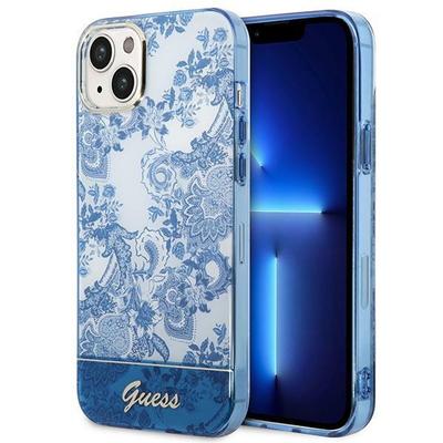 Guess Guhcp14Mhgplhb Iphone 14 Plus / 15 Plus 6.7 Bleu/Blue Coque Rigide Collection Porcelaine