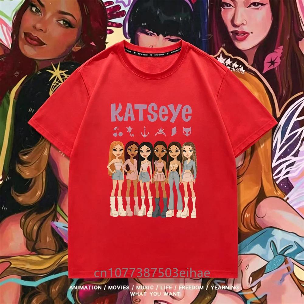 Katseye Kpop Group T Shirt Short Sleeve Boys Girls Megan Daniella Manon Lara Sofia Yunchae Fan Favorite Casual Daily Clothes