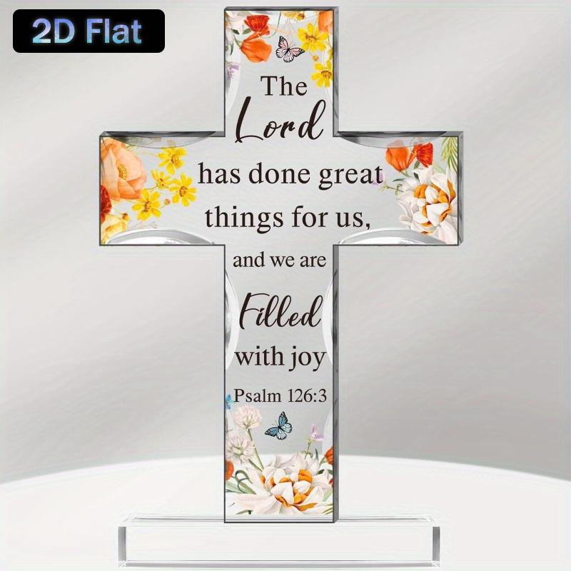 

2D Flat, Christian Vertical Cross (acrylic) - Sunflower, Suitable for Living Room,Room,Home Decoration,for Indoor/outdoor Use, No Electricity Required 10.5*15cm