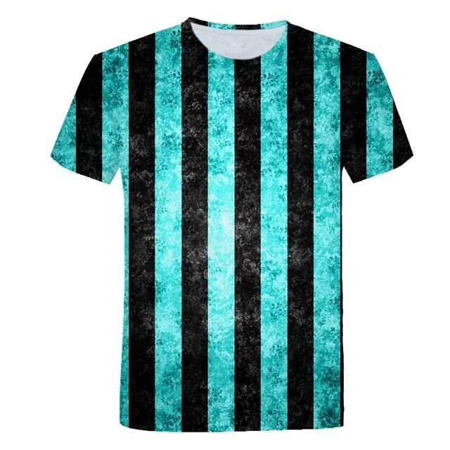 Summer 3D T Shirt Print Short Sleeve Striped Print Men T Shirt O Neck Men Harajuku XS-6XL