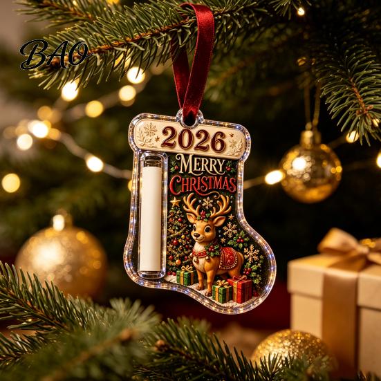 Holiday Cash Gift Card Ornament Stocking Shaped Christmas Ornament, Acrylic Money Holder Hanging Personalized Keepsake for Friends Decor, Xmas