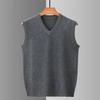 Wool Sweater Fall and Winter V-neck Pure Undershirt Thickened Sweater Men's Vest Dad's Clothing Plus Size