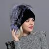Winter Hat Mink Women Knitted Fox Fur Pompom Warm Cap Floral Fashionable Fluffy Elegant Female Genuine Natural Fur Hats Caps