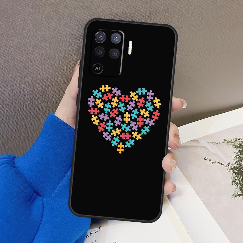 Autism Support Puzzle Case For Oppo A76 A16 A96 A17 A18 A60 A80 A40 A38 A58 A78 A98 A94 A74 A54 A15 A57 A77 A5 Pro