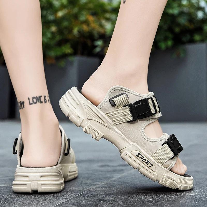 Fashion Men Sandals Platform Thick Bottom Non-slip Slippers Outdoor Trend Ins Summer Men's Shoes 2024 New Fast Shipping