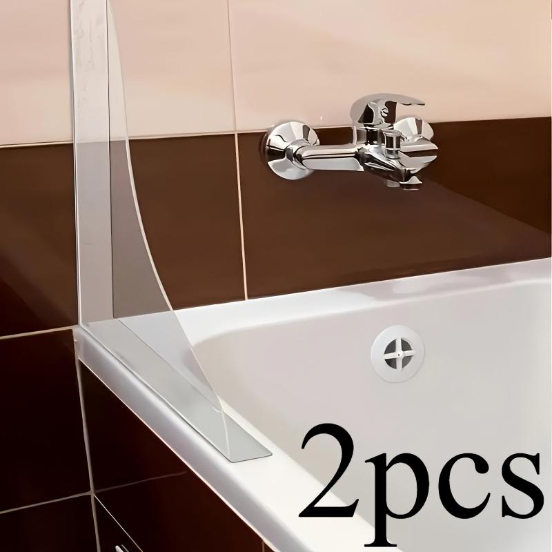 2pcs Clear Splash Guards - Heavy-Duty Transparent Bath Tub and Sink Splash Guards with Curved Design, Anti-Splash Barrier for Shower, Bathroom Sink