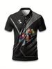 Men'S Billiard Pattern Print Short-Sleeve Polo Shirt, Casual Lightweight Breathable Top