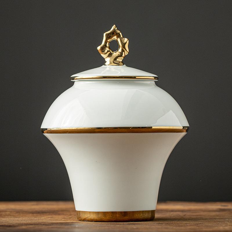 Tea can large creative red sealed storage tank gift box gold-plated European ceramic tea packaging tank