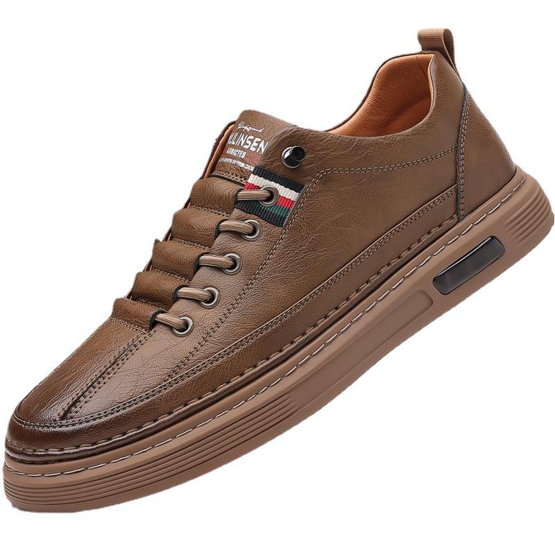 Spring Autumn New Styles Of Men's Handmade Casual Leather Shoes For Men's Genuine Leather Breathable Youth Trendy Shoes For Men