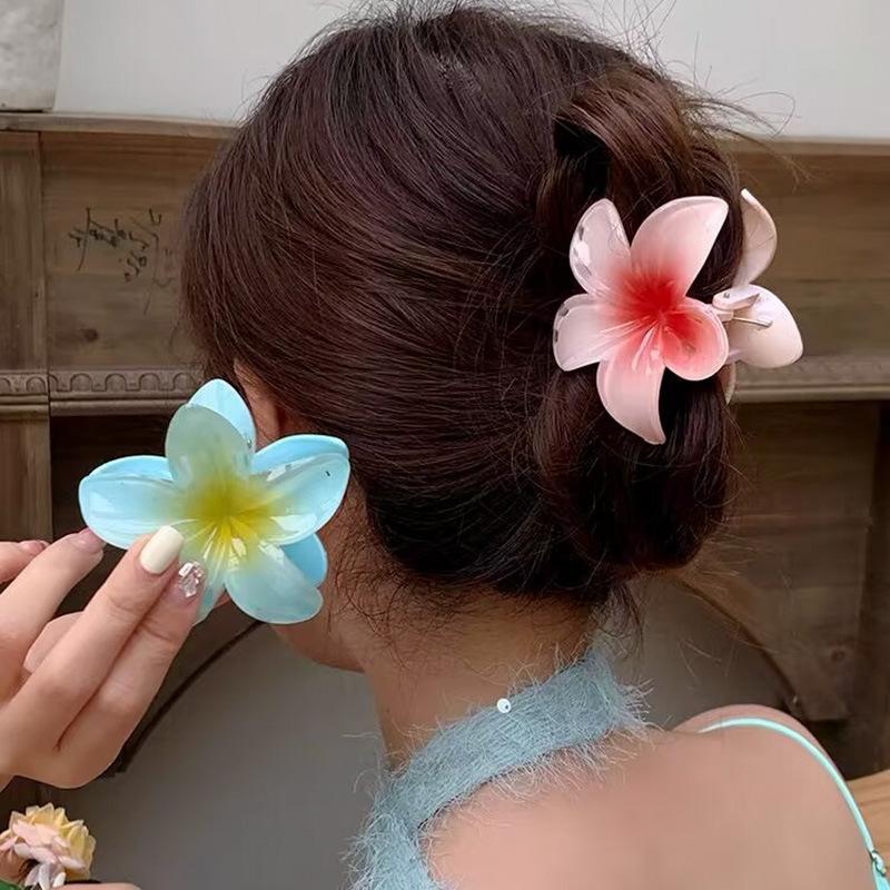 Hawaiian Gradient Hair Clips Women Flower Hair Claws Shark Hairpins Vacation Beach Hairpins Hair Accessories