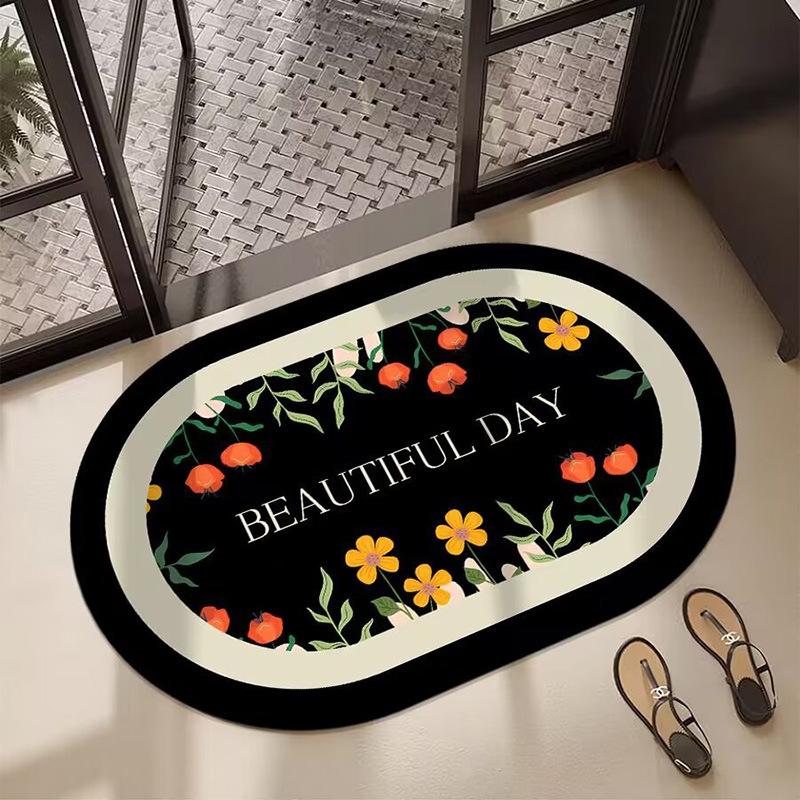 Nordic Style Flower Diatom Mud Floor Mat Shower Room Non-Slip And Dirt-Resistant Absorbent Floor Mat Bathroom Easy To Take Care Of Floor Mat