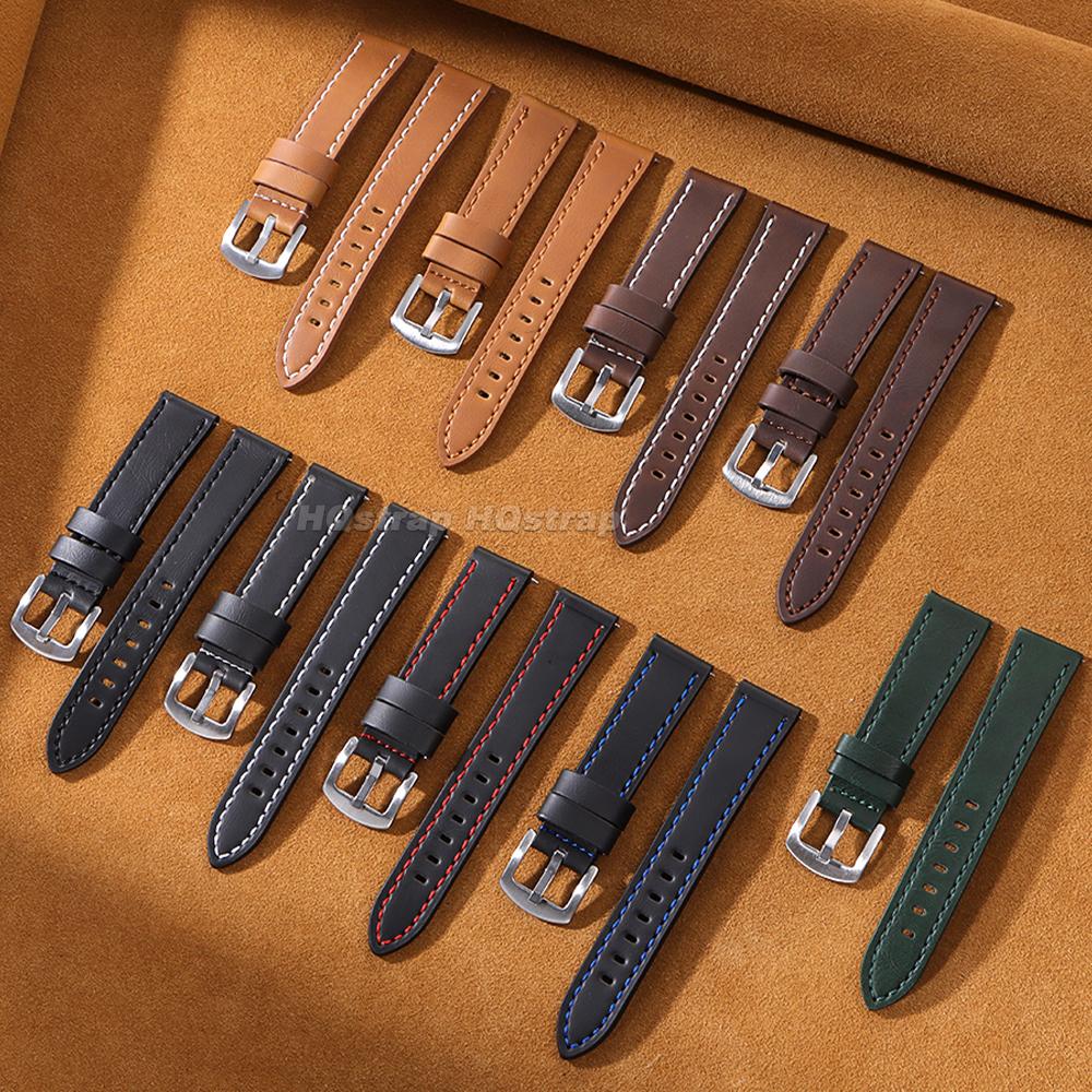 18mm 20mm 22mm 24mm Retro Leather Strap for Huawei Watch GT5/4/3 Calfskin Watch Band for Seiko Quick Release Watches Accessories