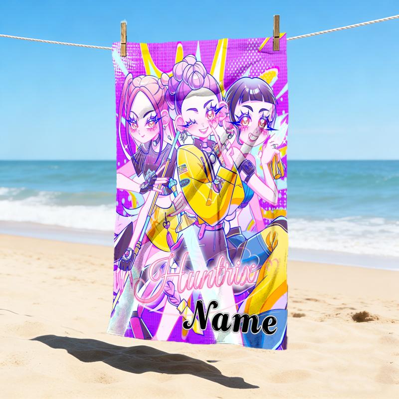 Custom Name Dark Warrior Stylish Digital Printing Beach Towel Quick‑Drying Absorbent Blanket for Beach Pool Gym Travel
