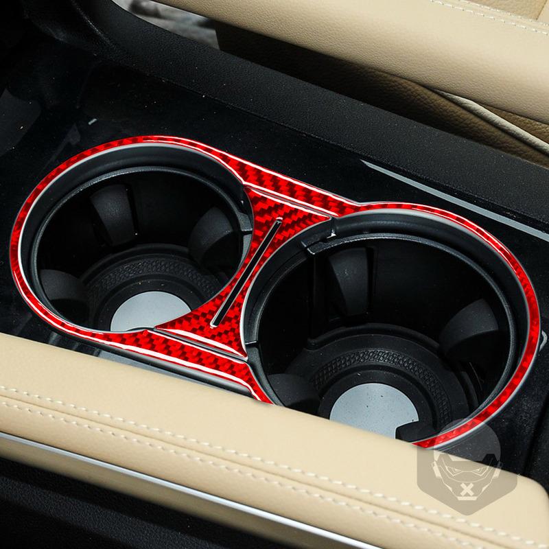 For Benz M-class W164 2005-2011 Carbon Fiber Car Accessories Cup Holder Divider Frame Trim Strips Interiors Decorative Sticker