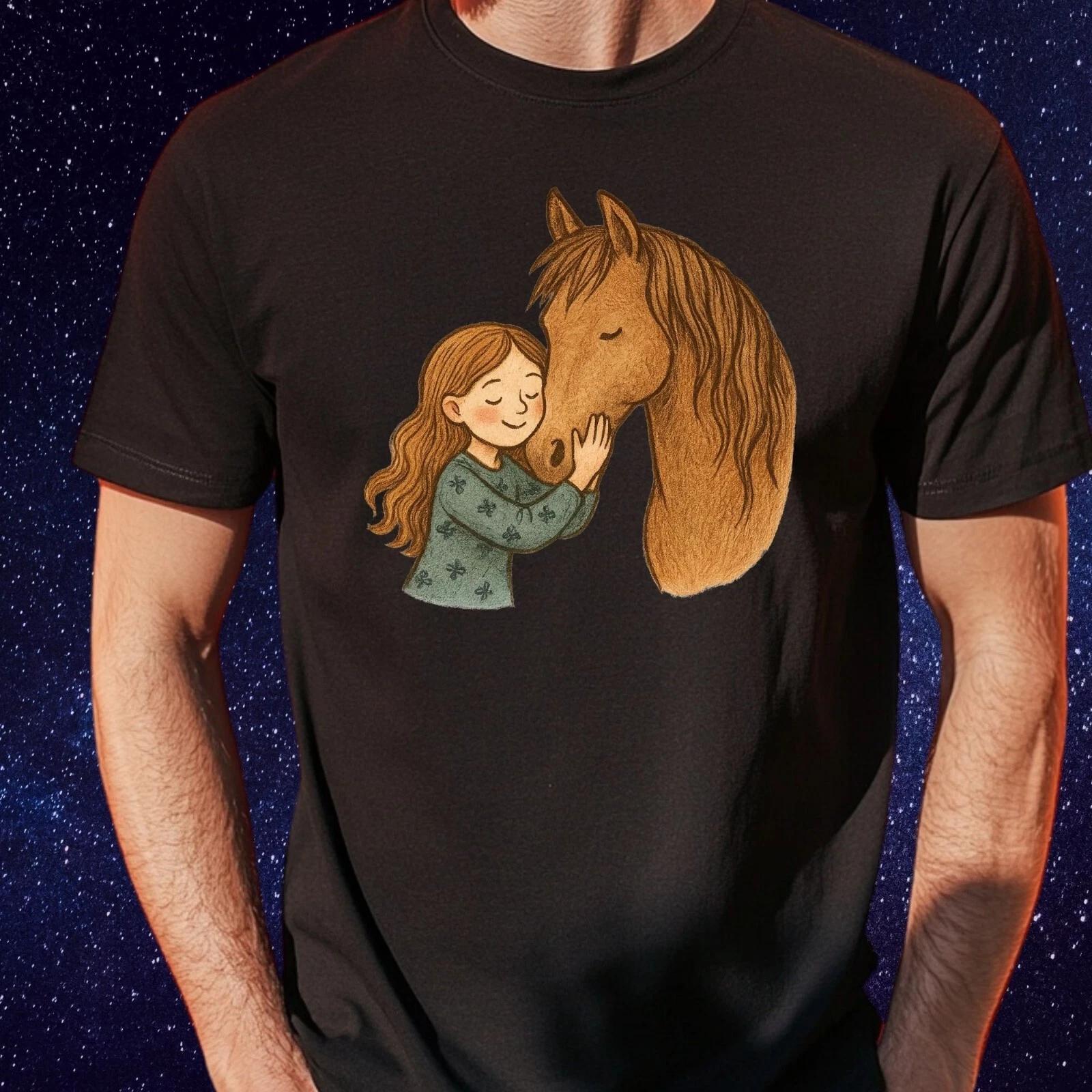 T-Shirt Herren Mädchen mit Pferd Motiv Baumwolle Größe S bis 5XL XXXL