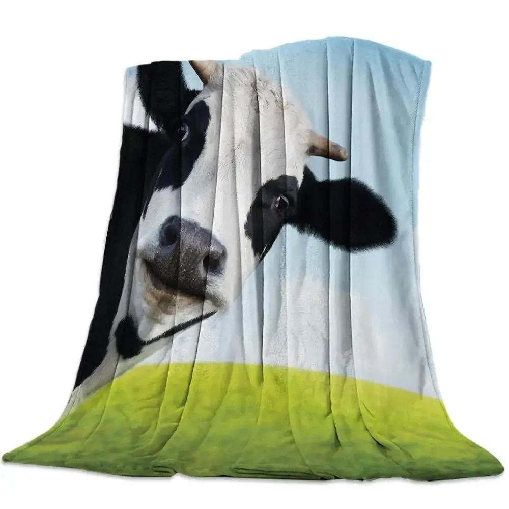 Cow Pattern Flannel Fleece Bed Blanket Bedspread Coverlet Bed Cover Soft Lightweight Warm Cozy Throw Blankets Queen King Size