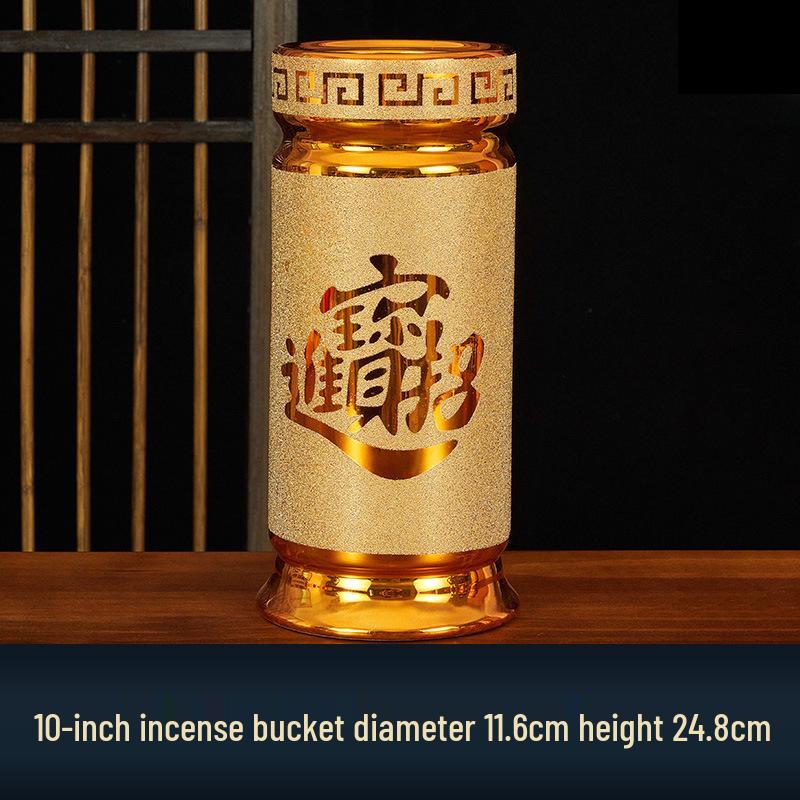 Buddhist Household Ceramic Offering Set: Incense Burner, Water Cup, Fruit Plate, Vase