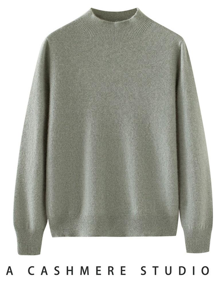 2026 Autumn Women's Pure Cashmere Half-High Neck Base Layer Sweater