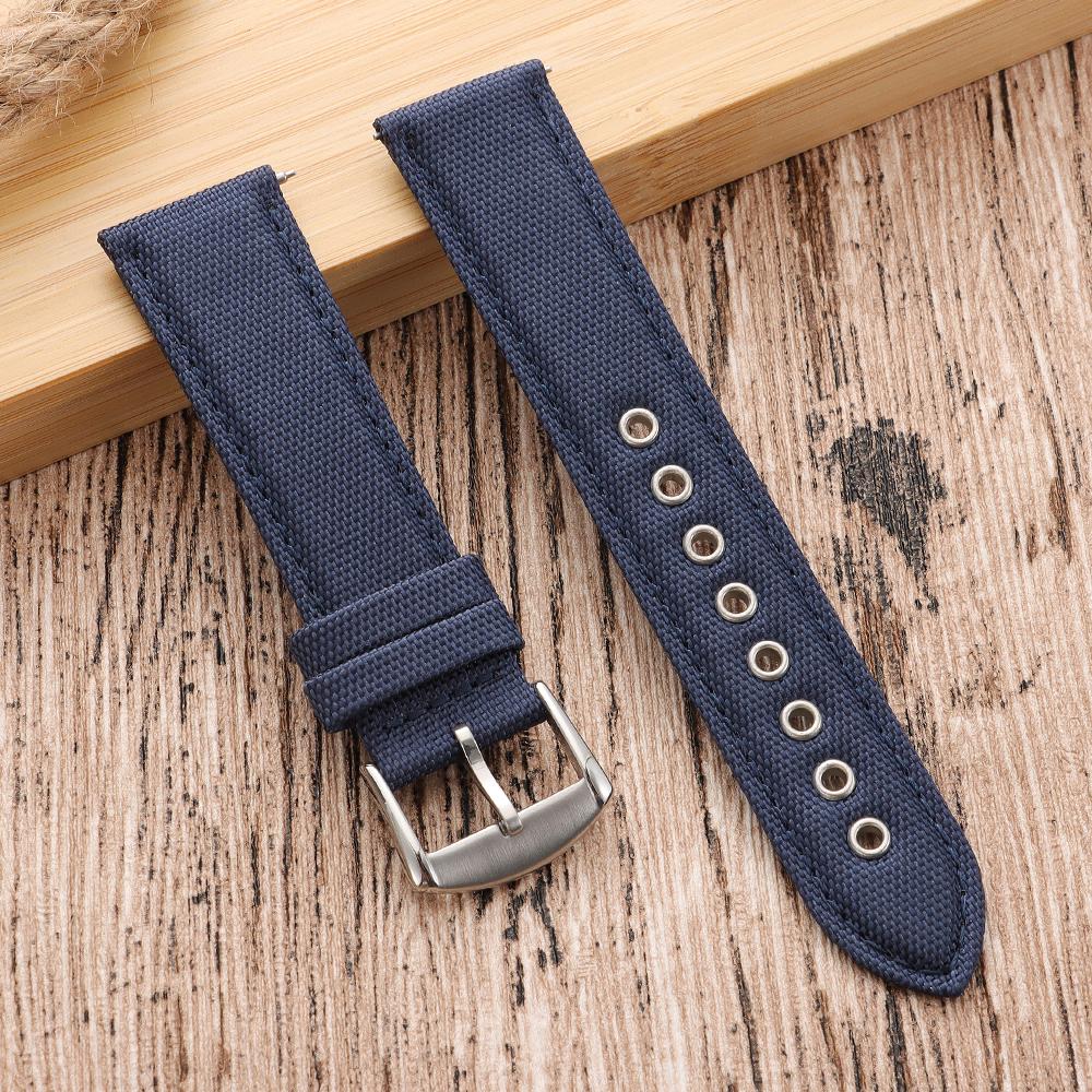 Quick Release Nylon Vintage Sailcloth Watch Strap 22mm Butterfly Buckle Business Men Women Black for Omega for Seiko Watchband