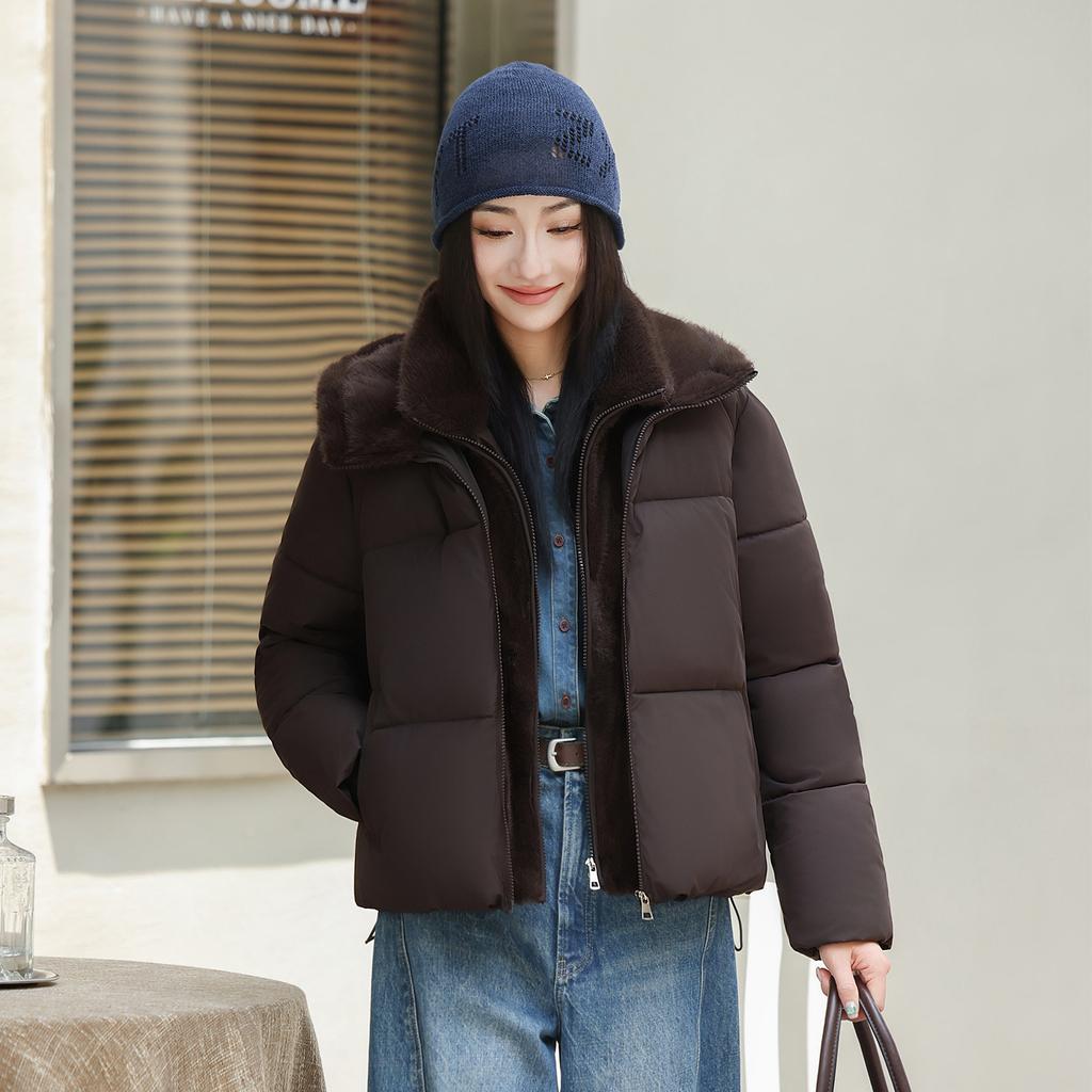 Winter new European and American hooded cotton-padded clothes women's hooded short spliced down cotton-padded jackets