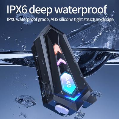 Motorradhelm Headset A40 Bluetooth V5.3 RGB Bunte Lichter Kopfhörer IPX6 Wasserdicht Automatische Antwort Motorrad Kopfhörer