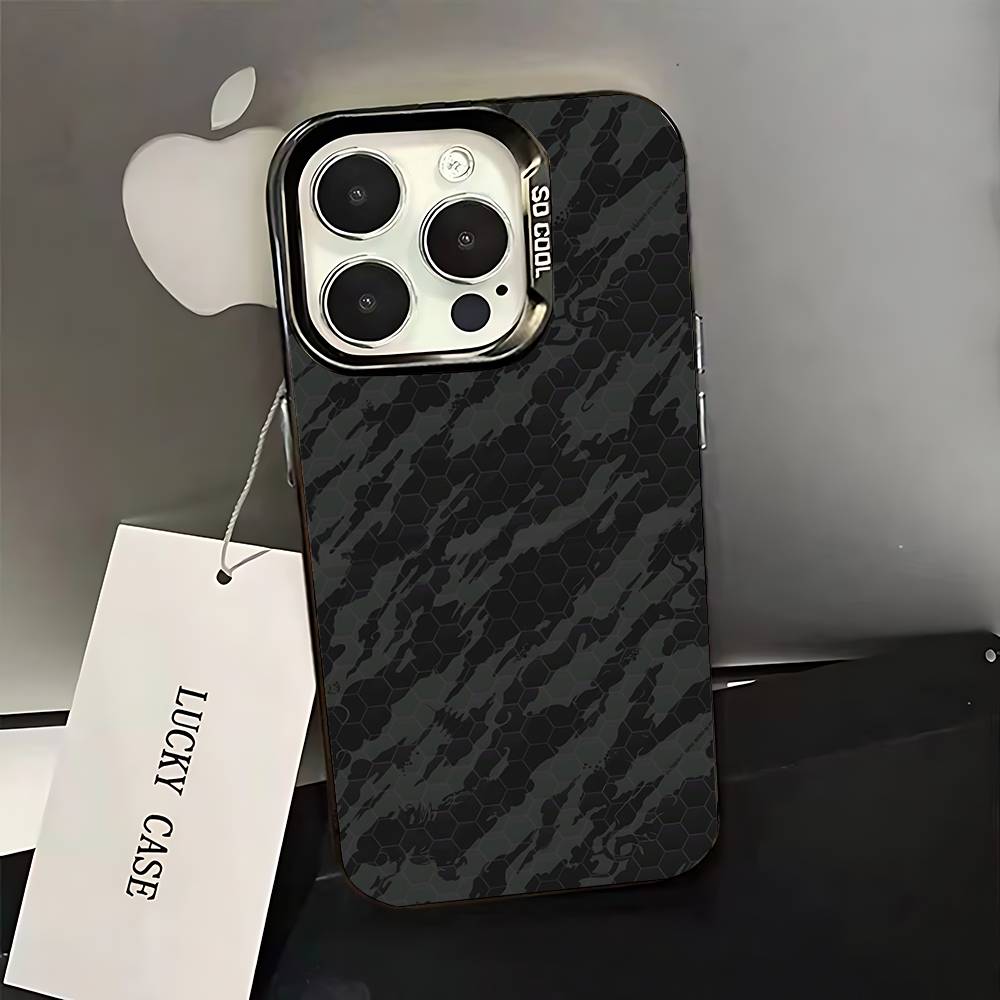 Carbon Fiber Pattern Painting Phone Case For iPhone 16,15,14,13,12,11,Pro,XS,Max,Plus,Mini,SE Black Candy Matte Shockproof Cover
