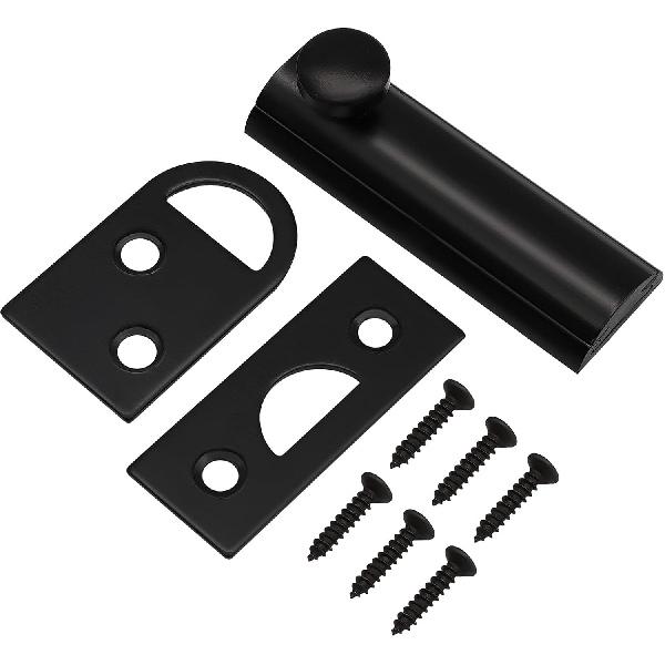 Solid Brass Surface Bolt, 2 Inch, Black, 1 Pack | Heavy Duty, Slide Latch Lock, Rustproof, For Cabinets, Bathrooms & Flush Gates, Includes Screws