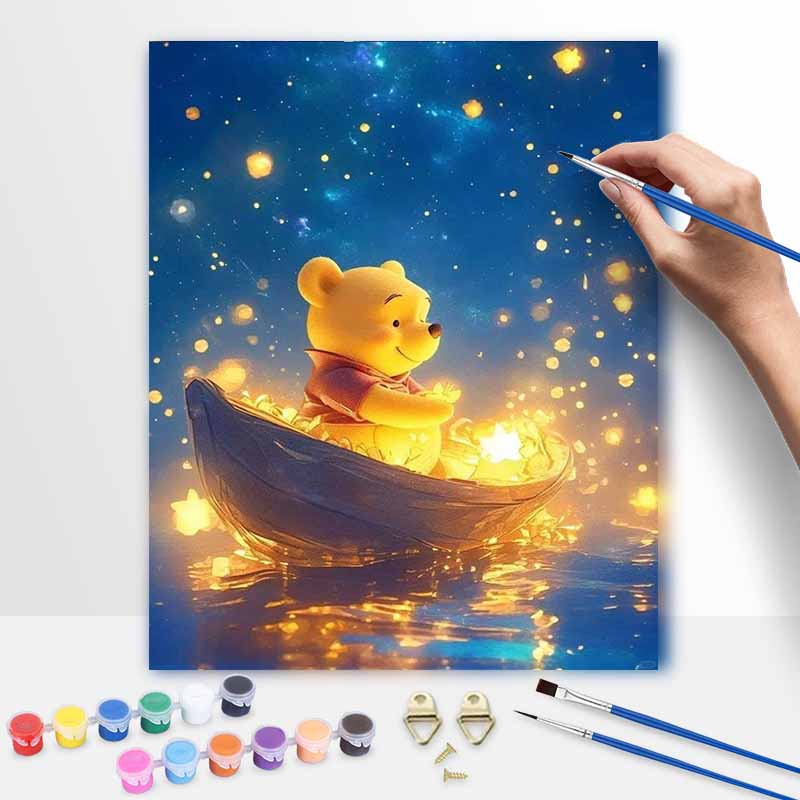 Disney Winnie the Pooh Starry Boat Digital Oil Painting Diy Coloring Handpainted Filling Home Decoration Gift Art Wall Decor Set