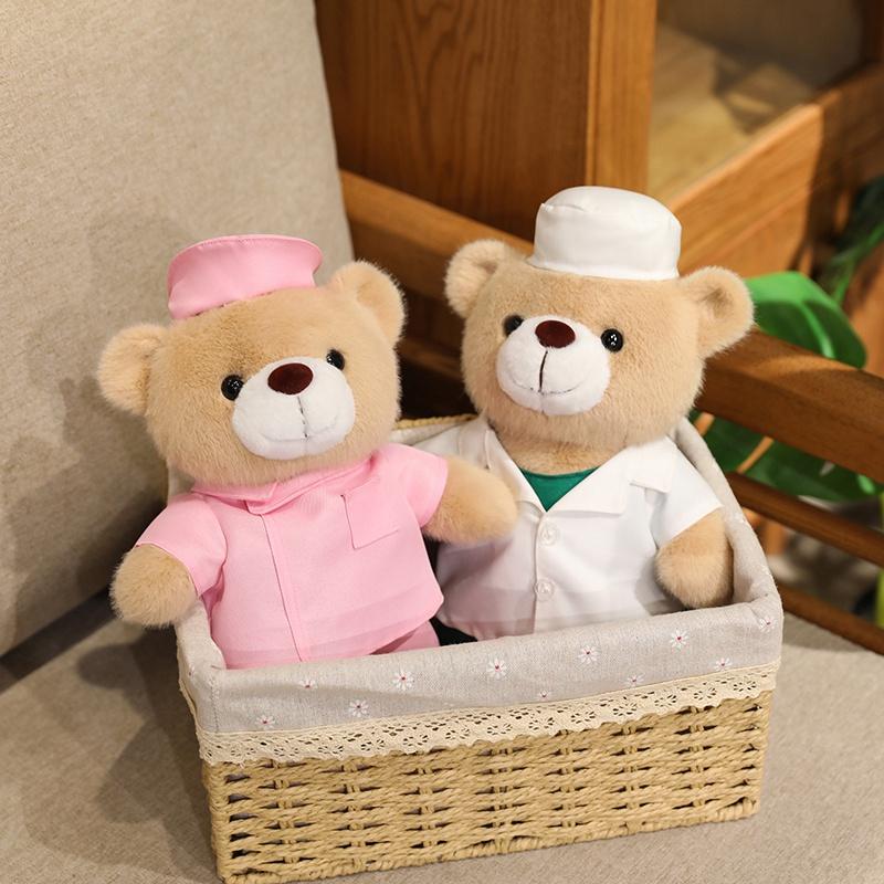 30cm Cartoon Cosplay Plüschbär-Puppe Professioneller Arzt Krankenschwester Abschlussbär Plüschtier Heimdekoration Geschenk für Jungen und Mädchen