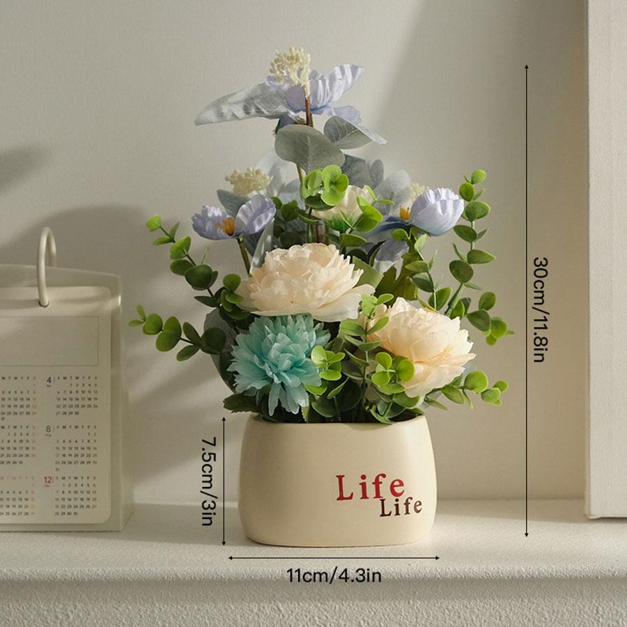 1 Piece of Simulated Flower Pot with Flower Pot Decoration Flower Bouquet Restaurant Desktop High-end Feeling Flower Bouquet