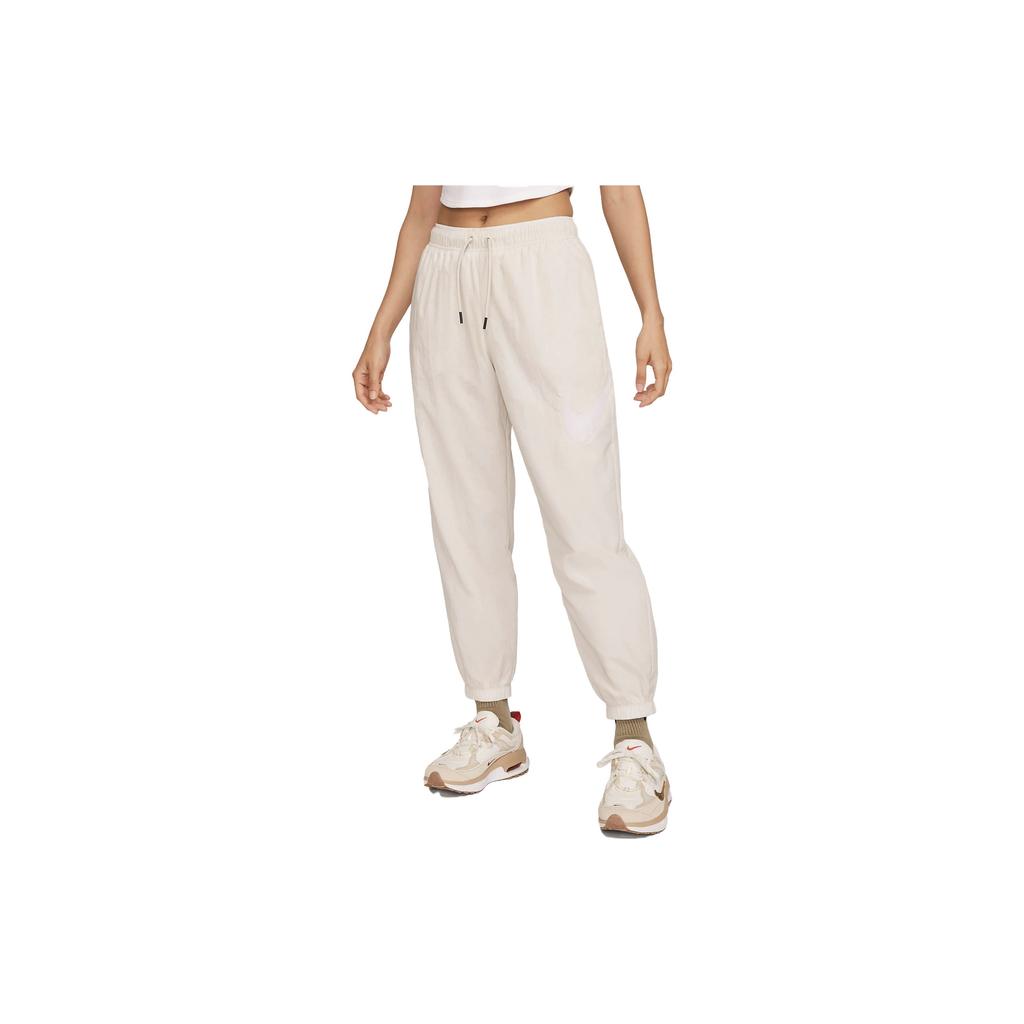 Nike Solid Color Loose-Fit Cuffed Knit Pants Women Bottoms White DM6184-104