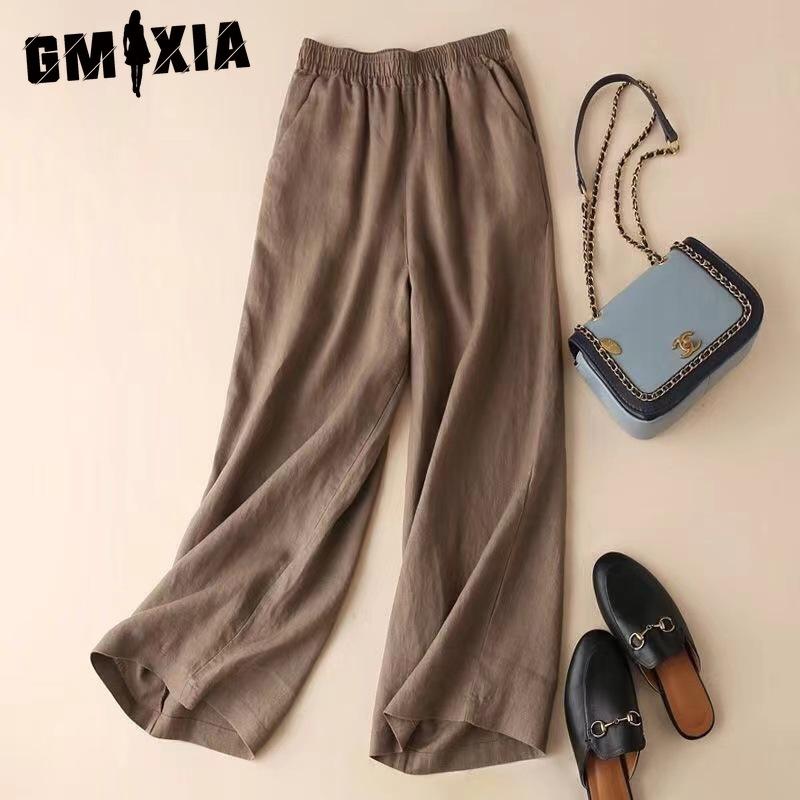 

GMXIA Женские модные повседневные брюки и капри с однотонным принтом M коричневый