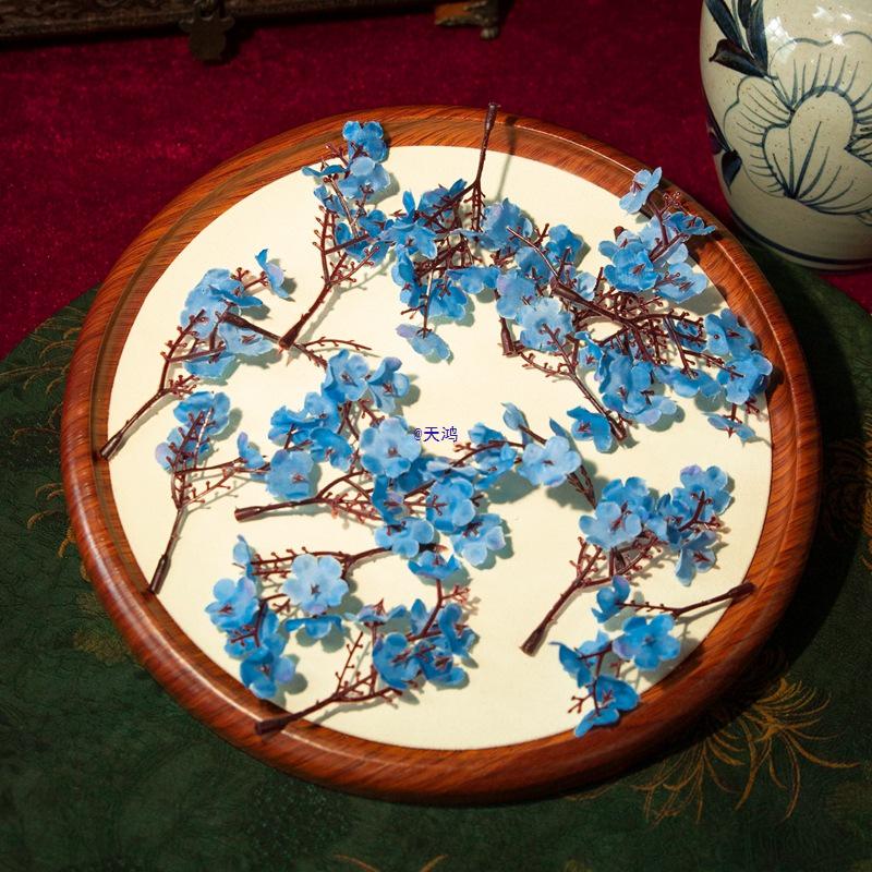 Blue Flower Bridal Headpiece - New Chinese Mori Style for Morning and Evening Gowns